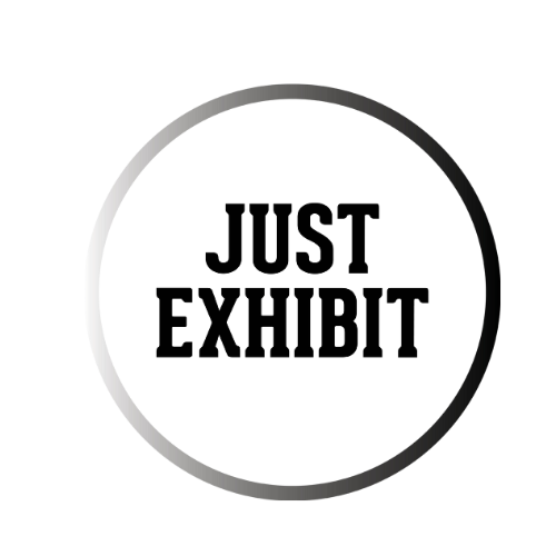 Just Exhibit logo — exhibition and display solutions by Studio GBM